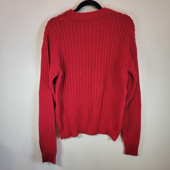 Mens Vintage Nautica Red Knit Sweater Medium Made In USA - Picture 7 of 16